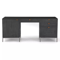 Four Hands Trey Executive Desk - Black Wash Poplar