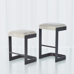 Regan Low Bar Stool w/Grey Hair - on - Hide - Graphite