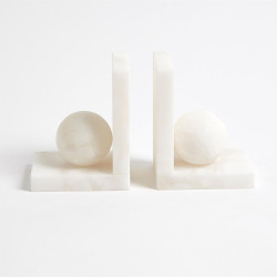 Alabaster Ball Bookends - Pair
