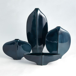 Center Ridge Vase - Blue - Med