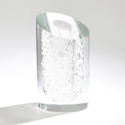 Slant Vase - Clear w/Bubbles