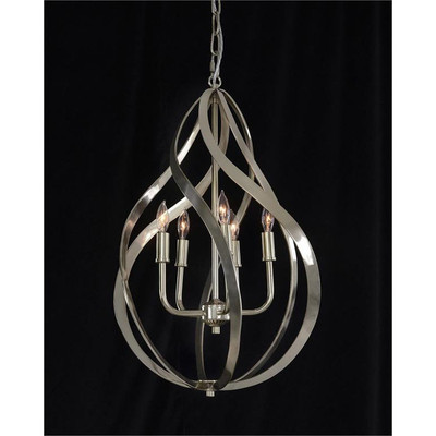 Ribbons of Nickel Swirls Five-Light Pendant