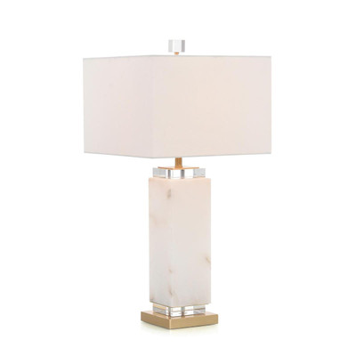 White Alabaster Column Table Lamp