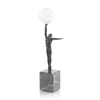 Male Figure Balancing Selenite Ball