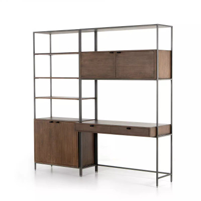 Four Hands Trey Modular Wall Desk W/ 1 Bookcase - Auburn