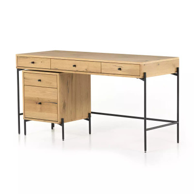 Four Hands Eaton Desk W/ Filing Cabinet - Light Oak Resin