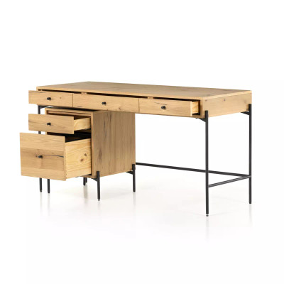 Four Hands Eaton Desk W/ Filing Cabinet - Light Oak Resin