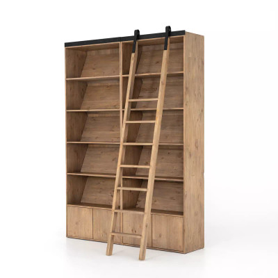 Four Hands Bane Double Bookshelf W/ Ladder - Smoked Pine