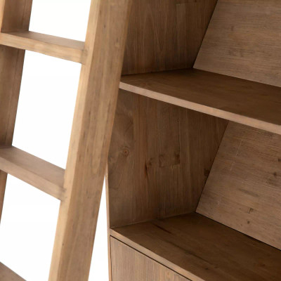 Four Hands Bane Double Bookshelf W/ Ladder - Smoked Pine