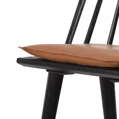 Four Hands Lewis Windsor Counter Stool - Black Oak - Whiskey Saddle