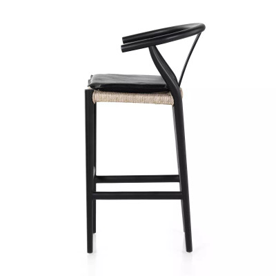 Four Hands Muestra Bar Stool - Black Teak - Pebble Black