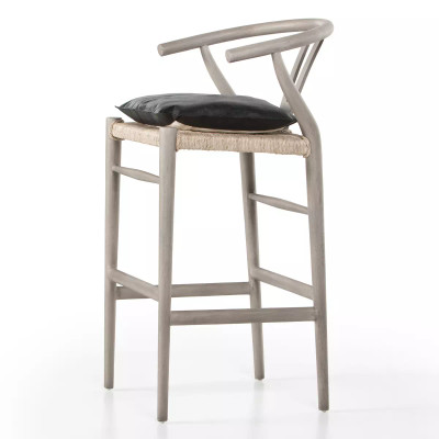 Four Hands Muestra Bar Stool - Weathered Grey - Pebble Black