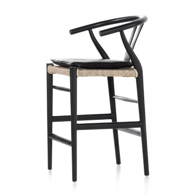 Four Hands Muestra Counter Stool - Black Teak - Pebble Black