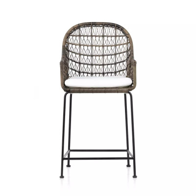 Four Hands Bandera Outdoor Counter Stool - Distressed Grey - White