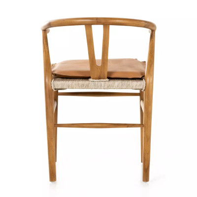 Four Hands Muestra Dining Chair W/ Cushion - Natural Teak - Whiskey Saddle (Closeout)