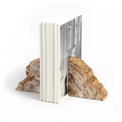 Four Hands Petrified Wood Book Ends