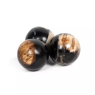 Four Hands Petrified Wood Balls, Set Of 3