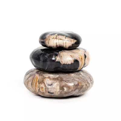 Four Hands Petrified Wood Organic Sculpture, Set Of 3
