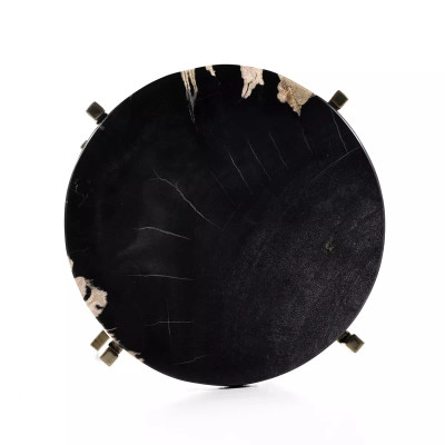 Four Hands Jonty Round End Table - Dark Petrified Wood