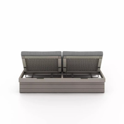 Four Hands Leroy Outdoor Double Chaise, Weathered Grey - Charcoal