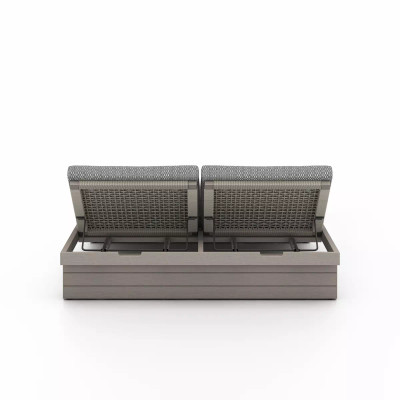 Four Hands Leroy Outdoor Double Chaise, Weathered Grey - Faye Ash