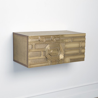 Global Views Abstract Block Cabinet - Left - Brass