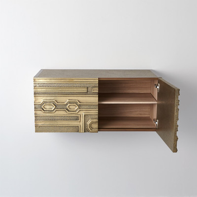 Global Views Abstract Block Cabinet - Right - Brass