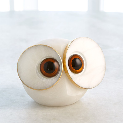 Global Views Alabaster Big Eyed Owl - Sm