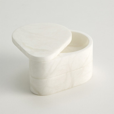 Global Views Alabaster Teardrop Double Box - Swivel - White