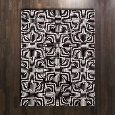 Global Views Arches Rug - Black/Ivory - 12 x 15