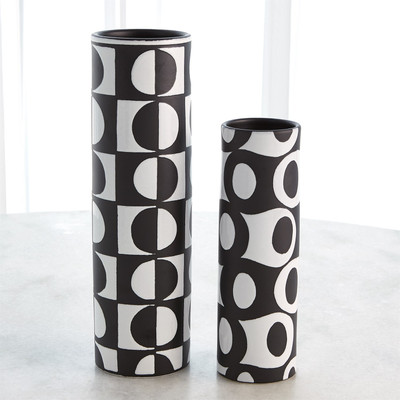 Global Views Black/White Circles Vase - Lg