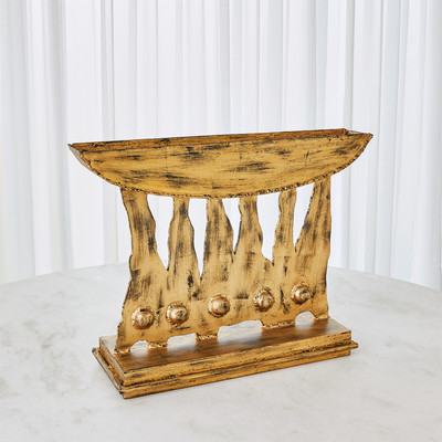 Global Views Brutalist Candelabra - Gold Leaf (Closeout)