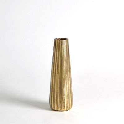 Studio A Chased Round Vase - Antique Brass - Med