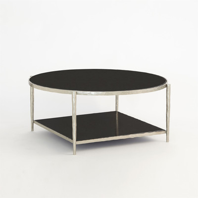 Global Views Circle/Square Cocktail Table - Nickel w/Black Granite