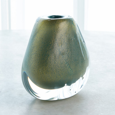 Global Views Conical Vase - Green Gold