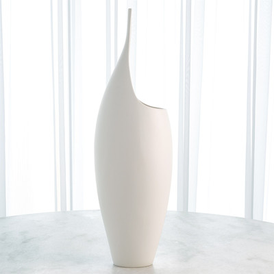 Global Views Curved Vase - Matte White - Low Stem
