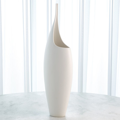 Global Views Curved Vase - Matte White - Tall Stem