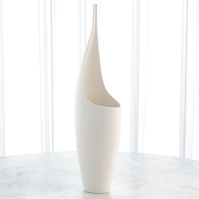 Global Views Curved Vase - Matte White - Tall Stem