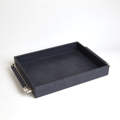 Global Views Double Handle Serving Tray - Blue Wash