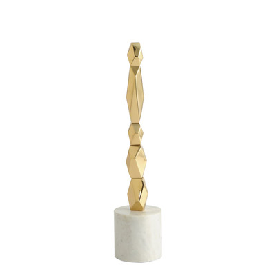 Global Views Facet Block Sculpture - Brass - Short