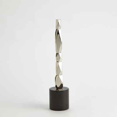 Global Views Facet Block Sculpture - Nickel - Tall