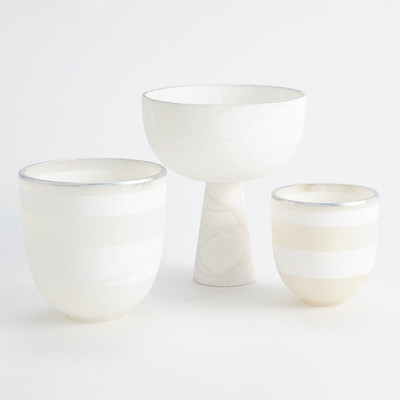 Global Views Footed Alabaster Bowl w/Silver