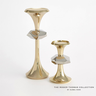 Global Views Gabriel Brass Candle Holder - Sm