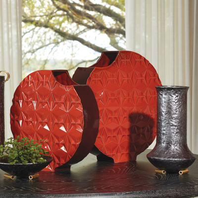 Global Views Geometric Vase - Red - Lg