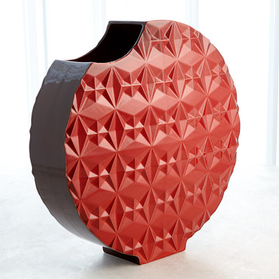 Global Views Geometric Vase - Red - Sm