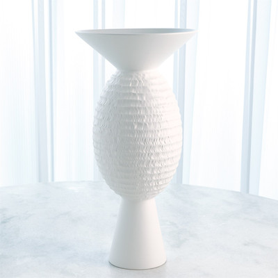 Global Views High Chiseled Orb Vase - Matte White - Lg