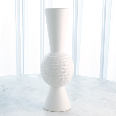 Global Views High Chiseled Orb Vase - Matte White - Lg