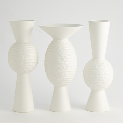 Global Views High Chiseled Orb Vase - Matte White - Lg