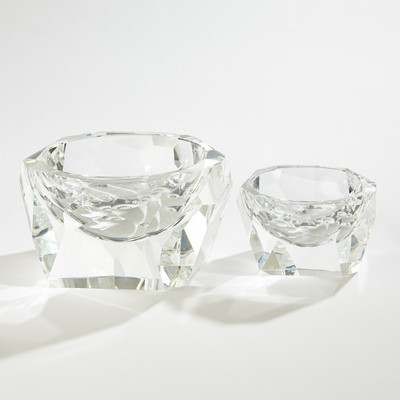 Global Views Multi Facet Crystal Bowl - Clear - Lg