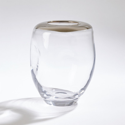 Global Views Organic Formed Vase - Platinum Rim - Sm